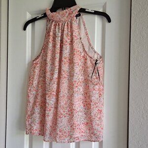 1 STATE Sleeveless Floral Lined Halter Tie Back Blouse Women's Size XS